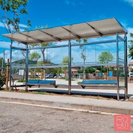 Marquesina parada d'autobús Passeig Marítim 5000 mm en acer inox